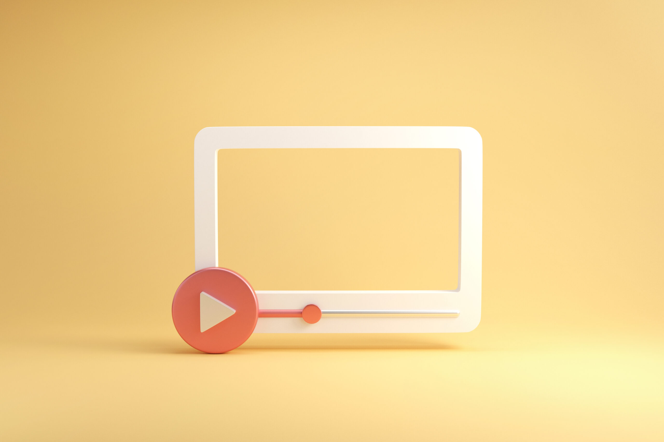 Social media, Minimal video media player Interface on blue background, 3d render.